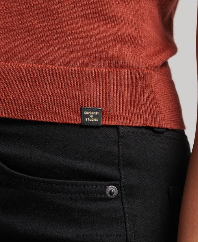 Superdry tan klær 86P46D4000 studios merino vest med rullehals kvinner