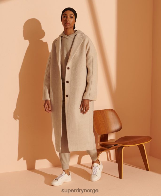Superdry beige klær 86P46D5717 ullkåpe i begrenset opplag kvinner