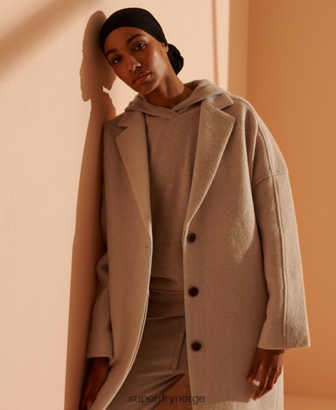 Superdry beige klær 86P46D5717 ullkåpe i begrenset opplag kvinner