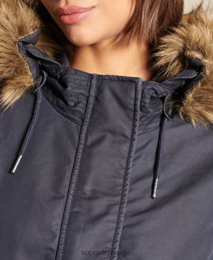 Superdry blå klær 86P46D5515 militær fishtail parka frakk kvinner