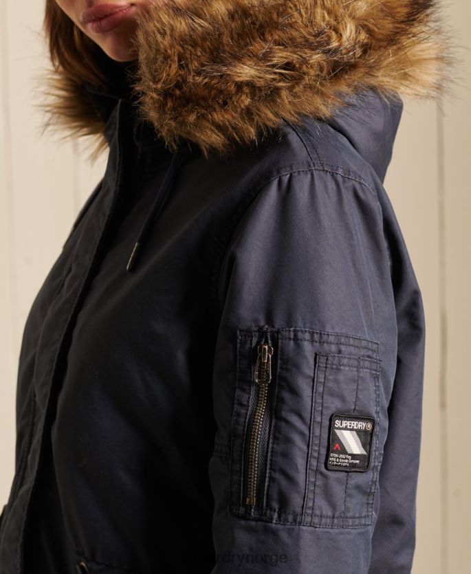 Superdry blå klær 86P46D5515 militær fishtail parka frakk kvinner