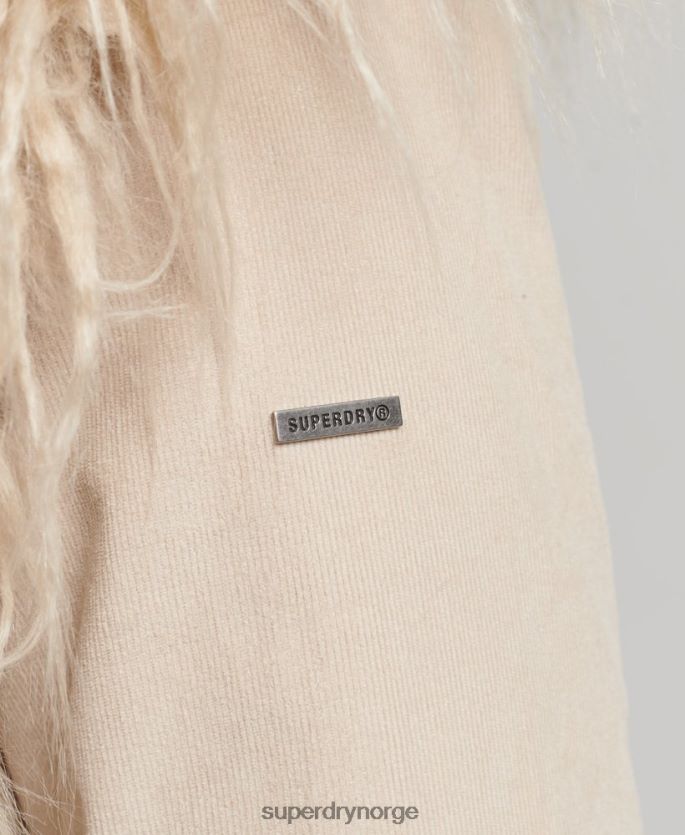 Superdry brun klær 86P46D3721 fuskepelsfôret afghansk frakk kvinner