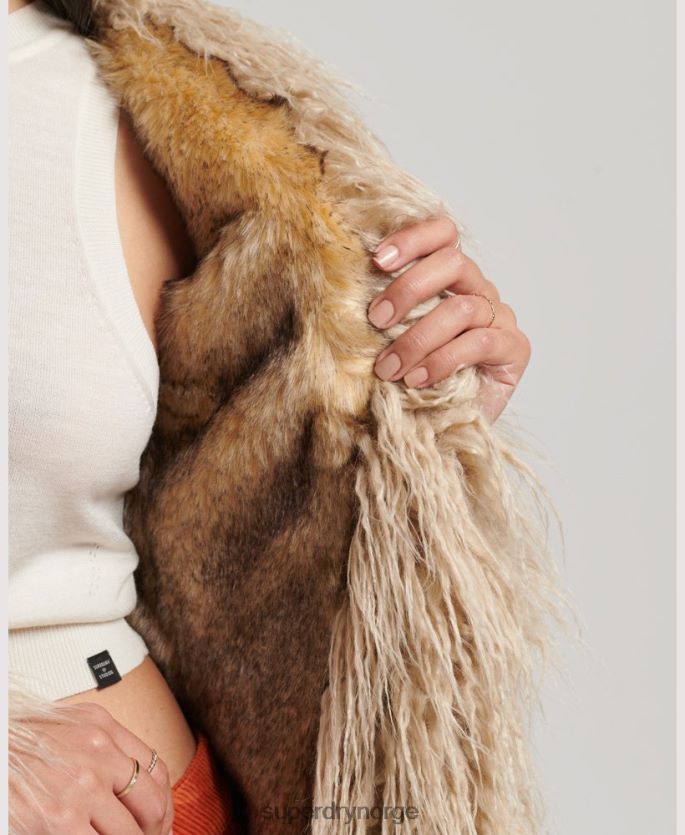 Superdry brun klær 86P46D3721 fuskepelsfôret afghansk frakk kvinner