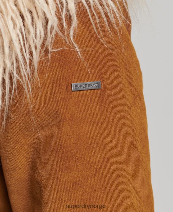 Superdry brun klær 86P46D3737 fuskepelsfôret afghansk frakk kvinner