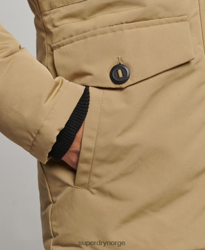 Superdry brun klær 86P46D3774 parkasjakke fra everest i fuskepels med hette kvinner