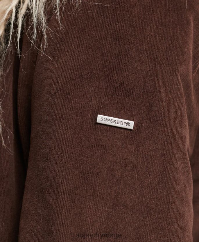 Superdry brun klær 86P46D3813 fuskepelsfôret afghansk langlinefrakk kvinner