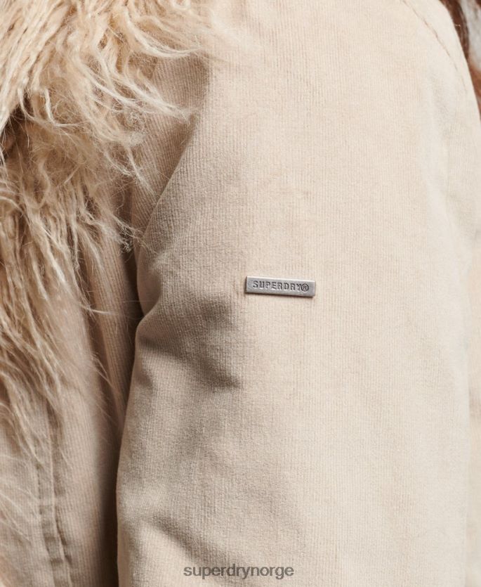 Superdry brun klær 86P46D3824 fuskepelsfôret afghansk langlinefrakk kvinner