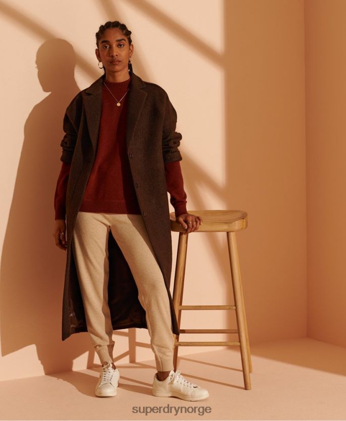 Superdry brun klær 86P46D5715 ullkåpe i begrenset opplag kvinner