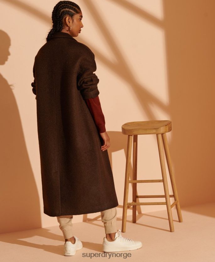 Superdry brun klær 86P46D5715 ullkåpe i begrenset opplag kvinner