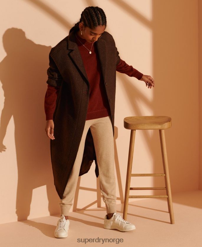 Superdry brun klær 86P46D5715 ullkåpe i begrenset opplag kvinner