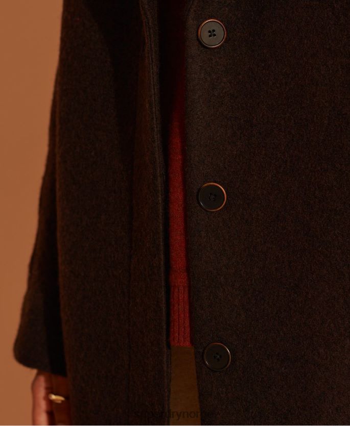 Superdry brun klær 86P46D5715 ullkåpe i begrenset opplag kvinner