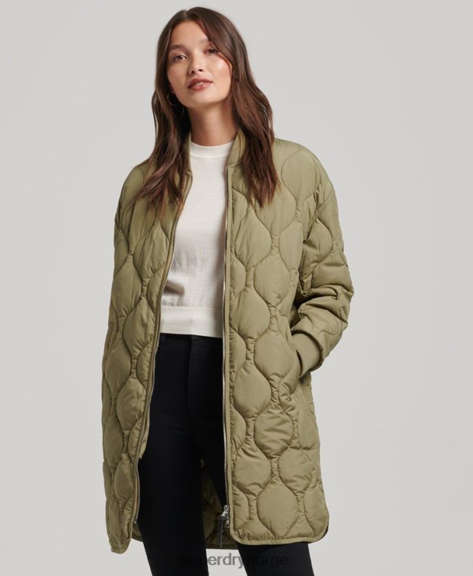 Superdry grønn klær 86P46D3583 langline vattert kåpe kvinner