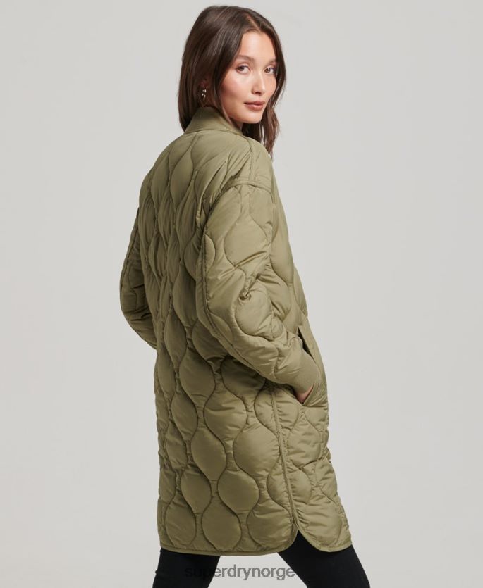 Superdry grønn klær 86P46D3583 langline vattert kåpe kvinner