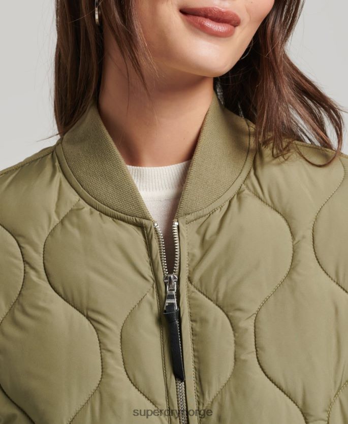 Superdry grønn klær 86P46D3583 langline vattert kåpe kvinner