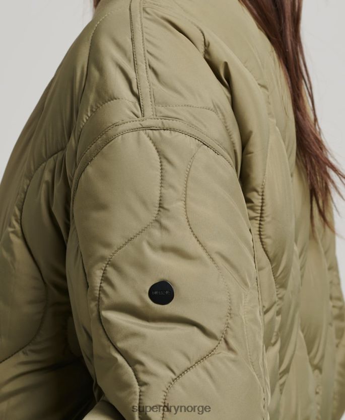 Superdry grønn klær 86P46D3583 langline vattert kåpe kvinner
