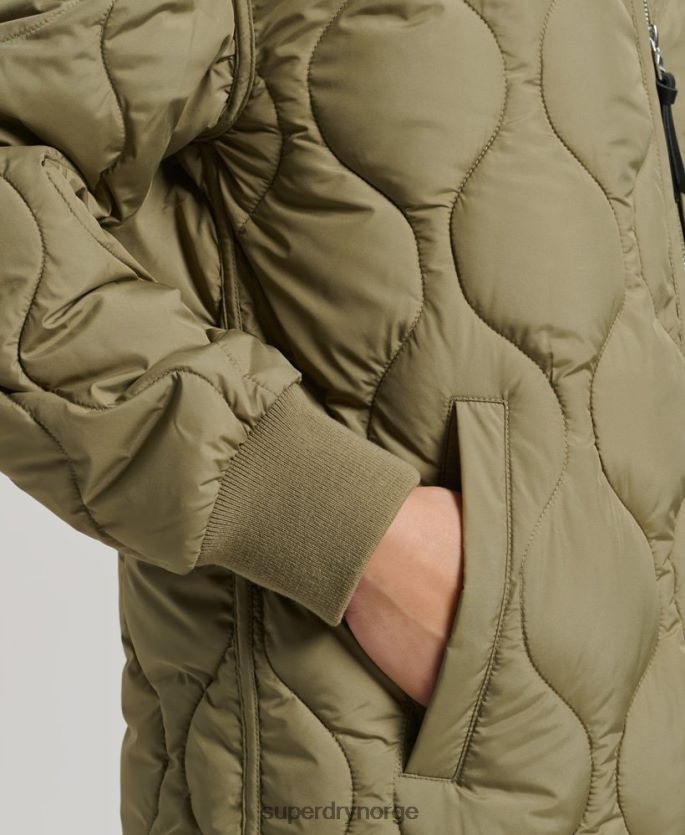 Superdry grønn klær 86P46D3583 langline vattert kåpe kvinner
