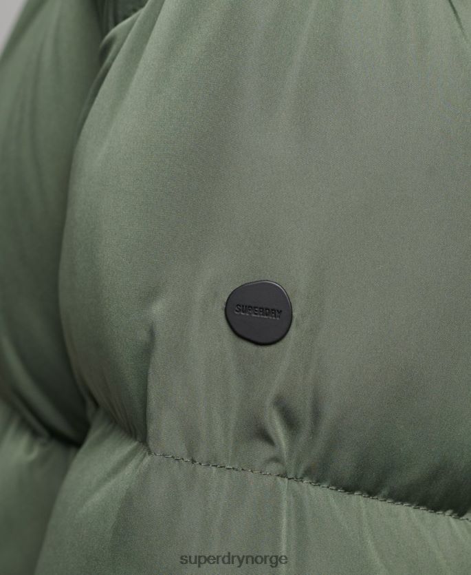 Superdry grønn klær 86P46D3709 hette langline pufferfrakk kvinner