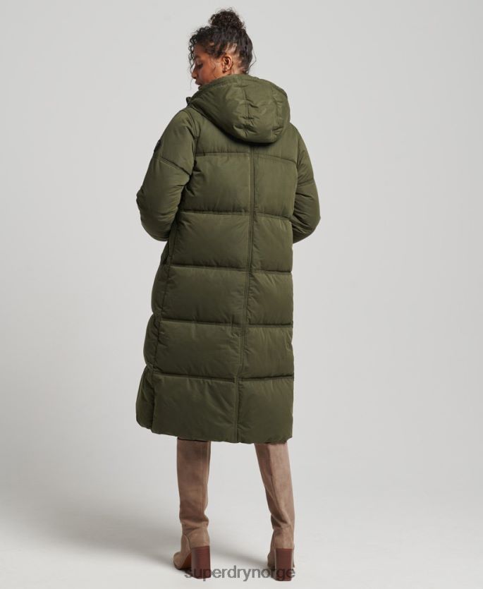 Superdry grønn klær 86P46D3732 pufferfrakk med hette i mikrofiber kvinner