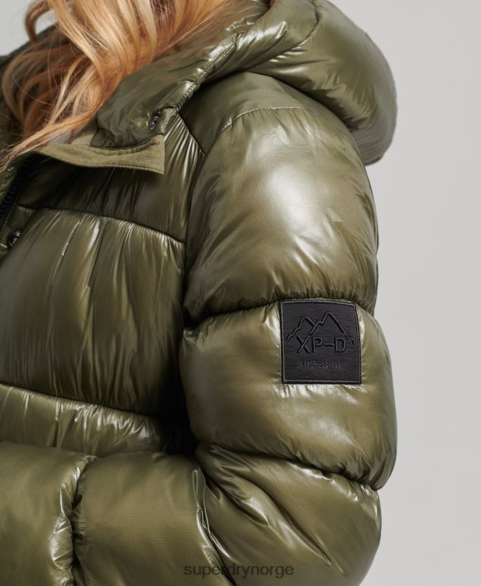 Superdry grønn klær 86P46D3746 xpd sports langline pufferfrakk kvinner