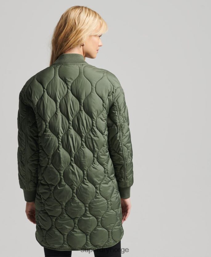 Superdry grønn klær 86P46D3799 studios langline vattert kåpe kvinner
