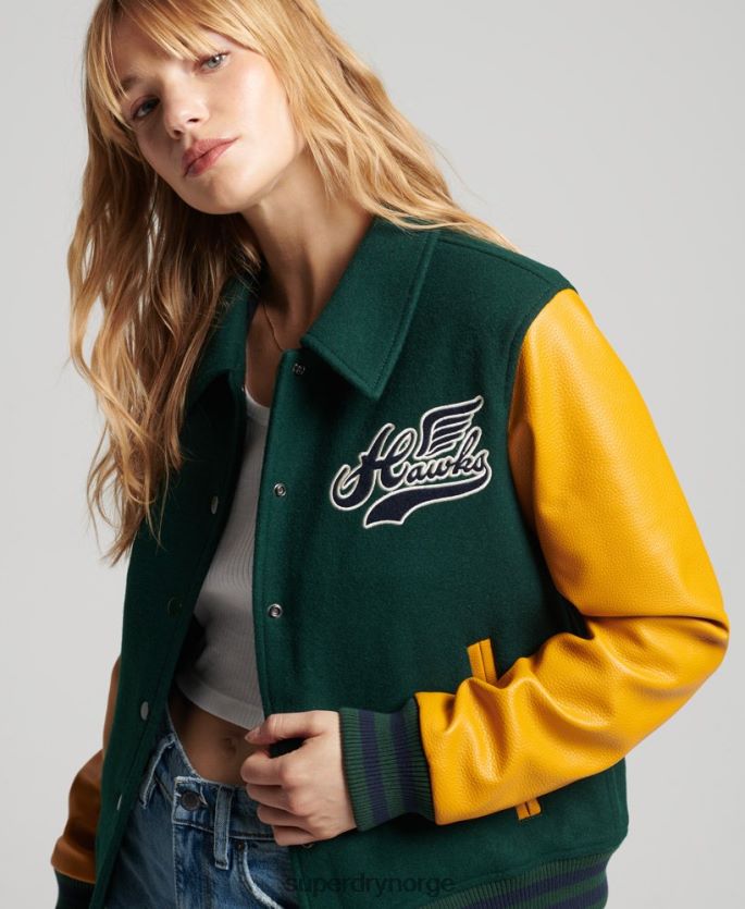 Superdry grønn klær 86P46D5436 vintage blandet universitetsbomber kvinner