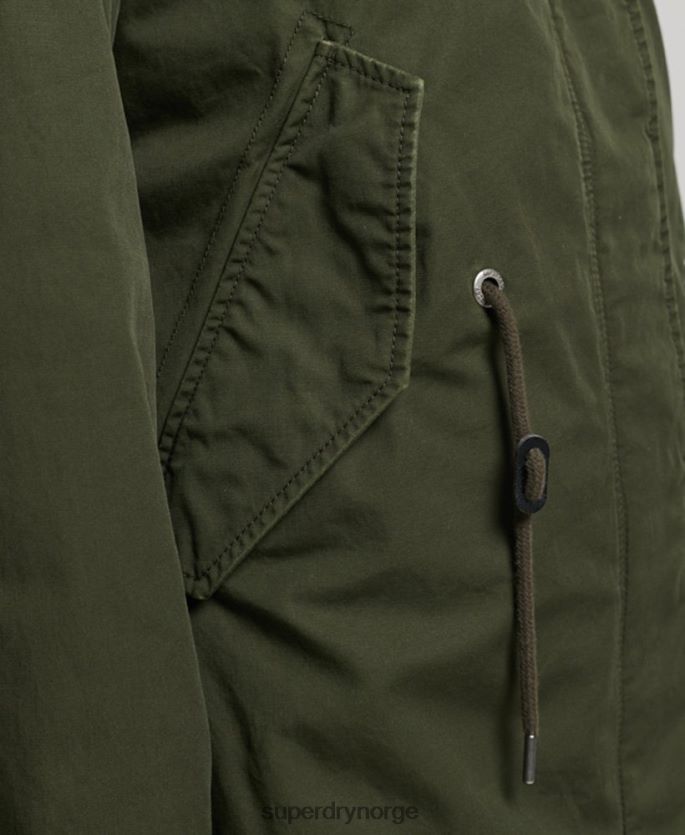 Superdry grønn klær 86P46D5493 autentisk militær parkasjakke i fuskepels kvinner