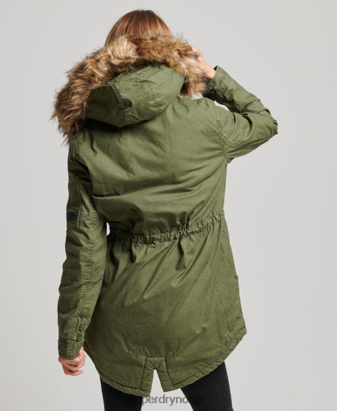 Superdry grønn klær 86P46D5538 felt parka kåpe kvinner