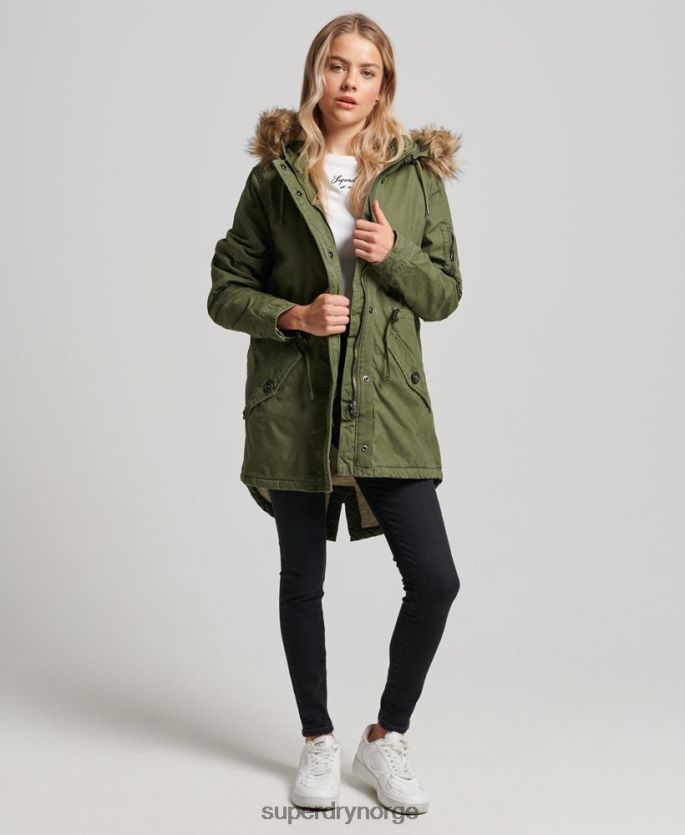 Superdry grønn klær 86P46D5538 felt parka kåpe kvinner