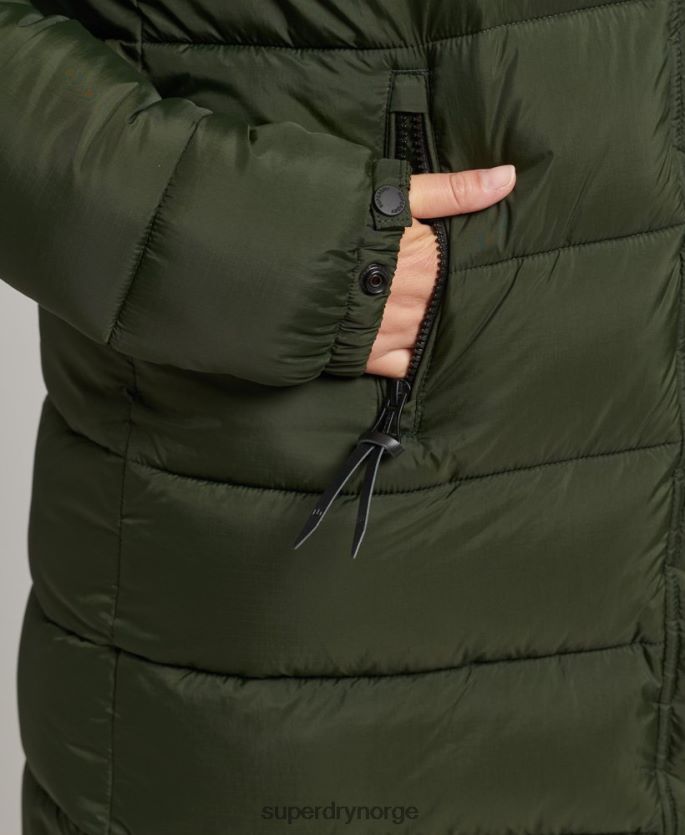 Superdry grønn klær 86P46D5633 hette mellomlag mellompels kvinner