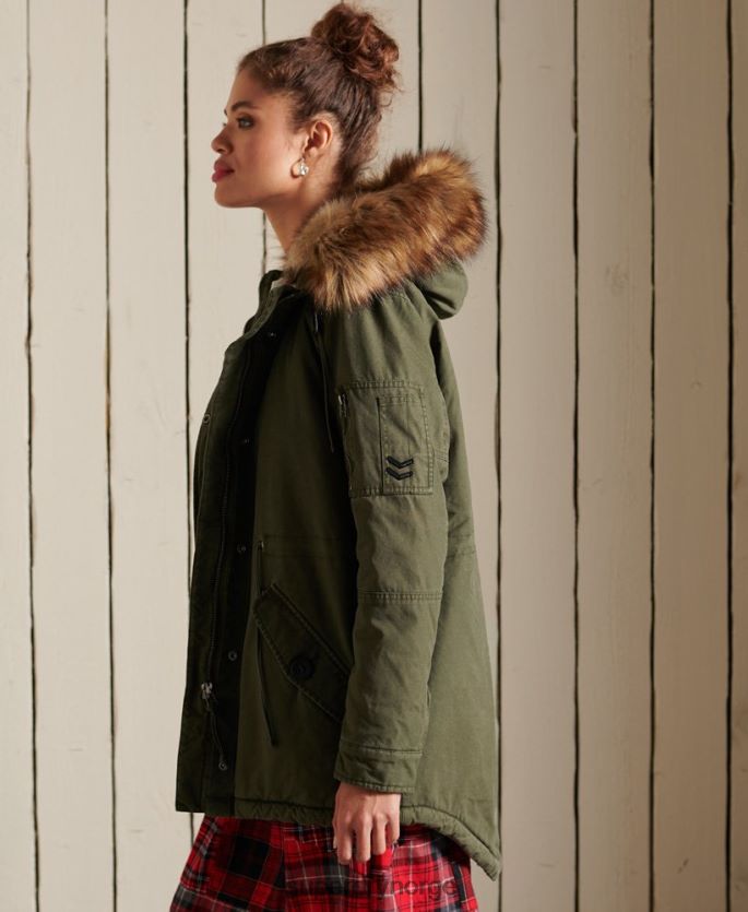 Superdry grønn klær 86P46D5639 premium militær parkasjakke kvinner