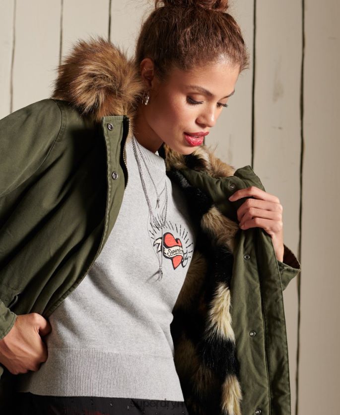 Superdry grønn klær 86P46D5639 premium militær parkasjakke kvinner