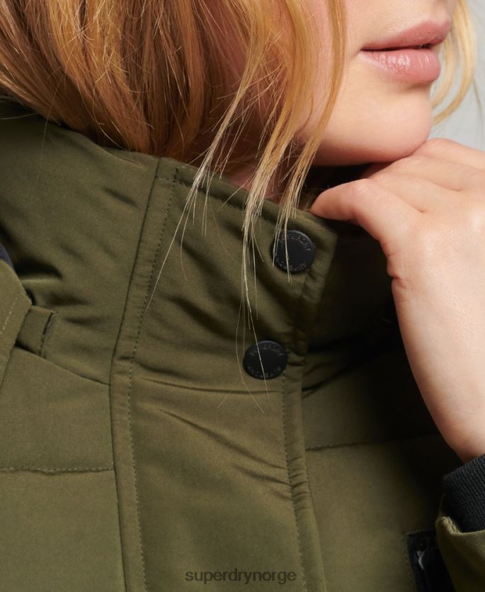 Superdry grønn klær 86P46D5688 langline everest pels kvinner
