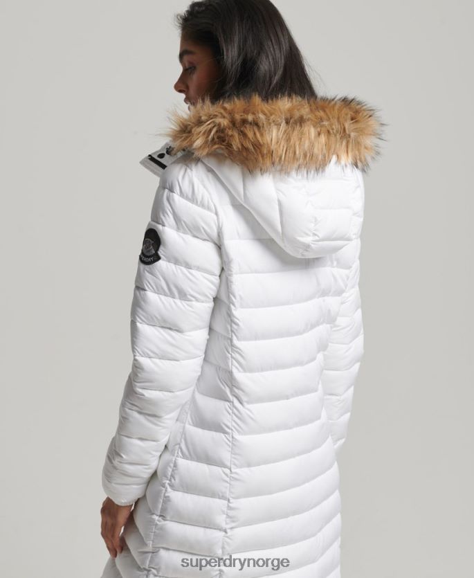Superdry hvit klær 86P46D3778 super langline fuji frakk kvinner