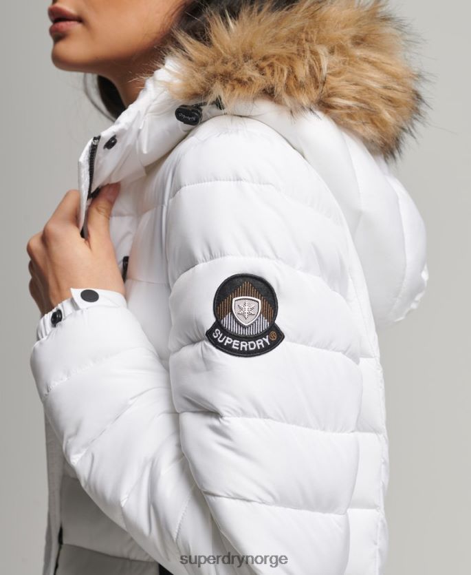 Superdry hvit klær 86P46D3778 super langline fuji frakk kvinner
