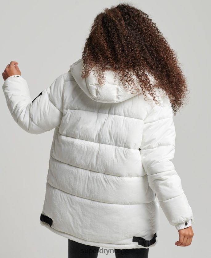 Superdry hvit klær 86P46D3791 ekspedisjon kokong polstret frakk kvinner