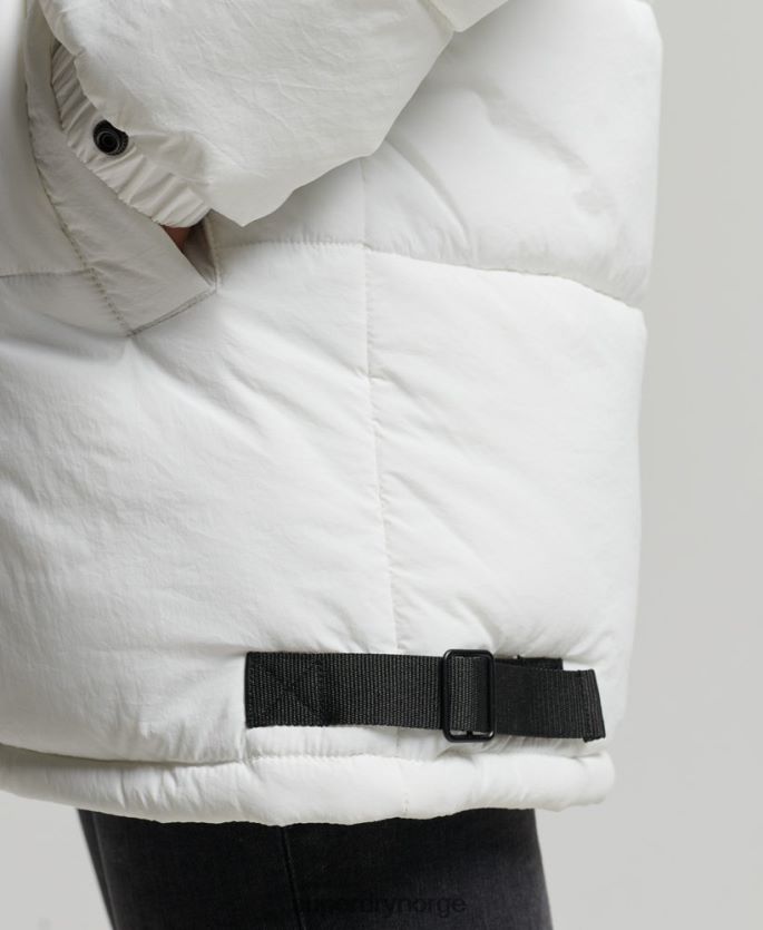 Superdry hvit klær 86P46D3791 ekspedisjon kokong polstret frakk kvinner