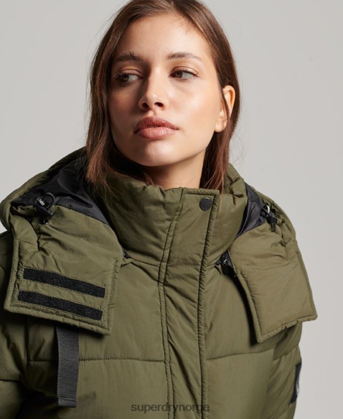 Superdry kaki klær 86P46D3644 ekspedisjon kokong polstret frakk kvinner