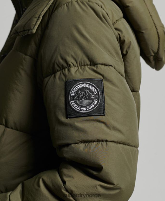 Superdry kaki klær 86P46D3644 ekspedisjon kokong polstret frakk kvinner