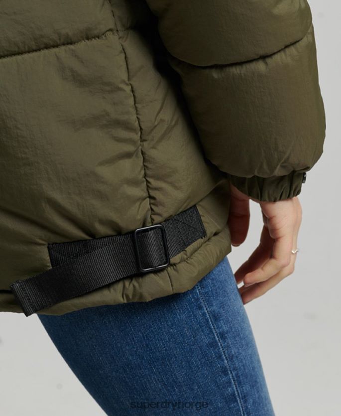 Superdry kaki klær 86P46D3644 ekspedisjon kokong polstret frakk kvinner