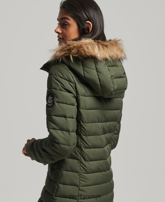 Superdry kaki klær 86P46D3649 super langline fuji frakk kvinner