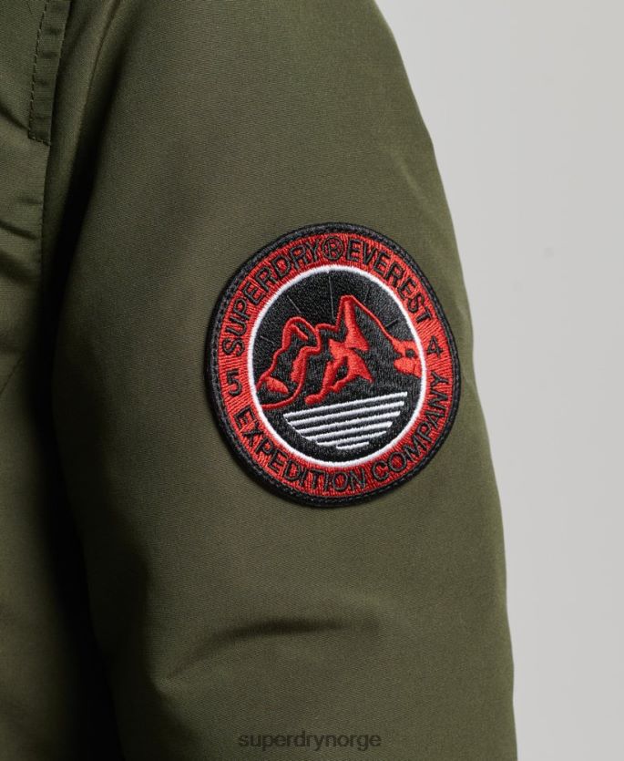 Superdry kaki klær 86P46D3773 parkasjakke fra everest i fuskepels med hette kvinner