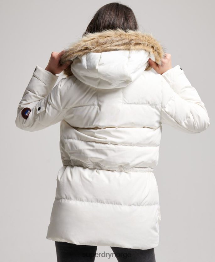 Superdry krem klær 86P46D5737 premium dun kjærestefrakk kvinner