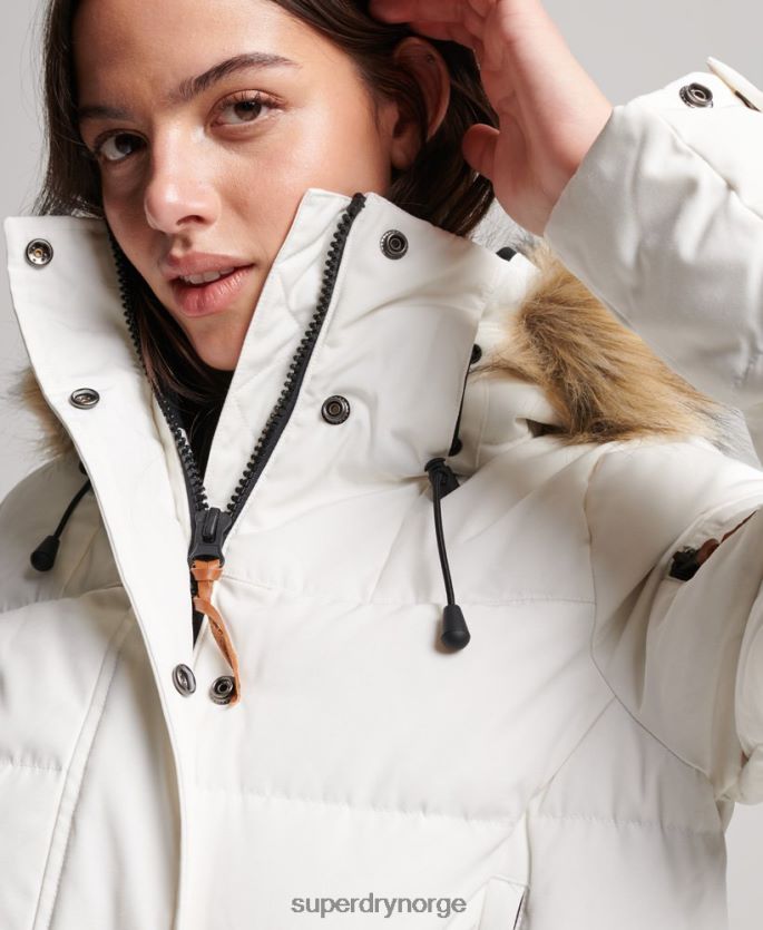 Superdry krem klær 86P46D5737 premium dun kjærestefrakk kvinner