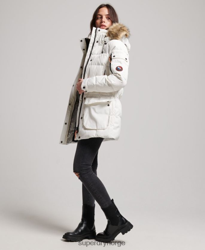 Superdry krem klær 86P46D5737 premium dun kjærestefrakk kvinner