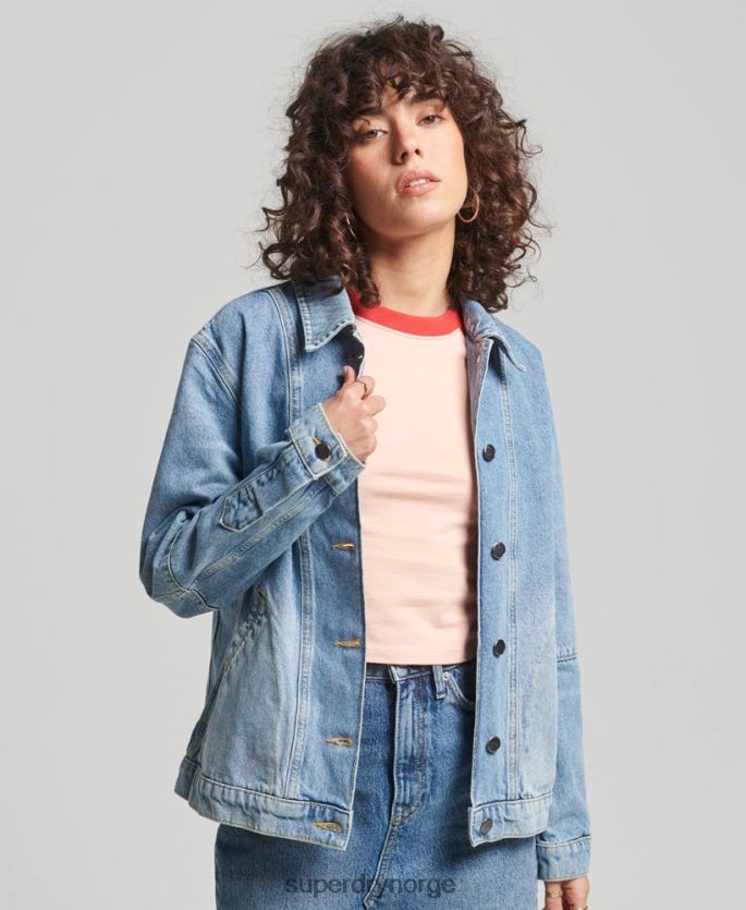 Superdry lyse blå klær 86P46D5561 vintage denim chore kåpe kvinner