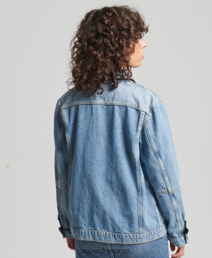 Superdry lyse blå klær 86P46D5561 vintage denim chore kåpe kvinner