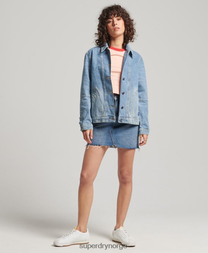 Superdry lyse blå klær 86P46D5561 vintage denim chore kåpe kvinner