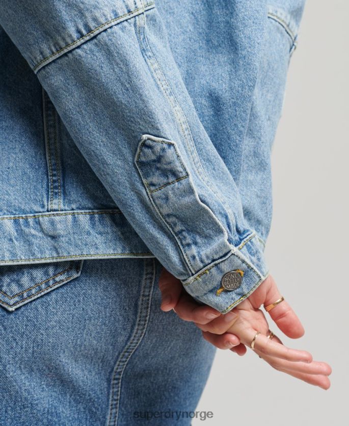 Superdry lyse blå klær 86P46D5561 vintage denim chore kåpe kvinner