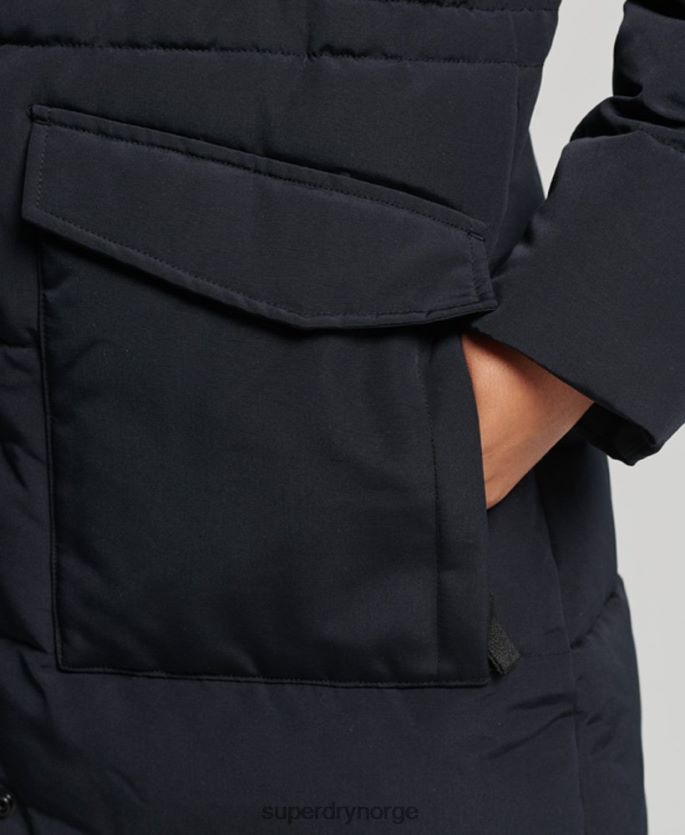 Superdry mørk grå klær 86P46D3588 everest longline pufferfrakk kvinner