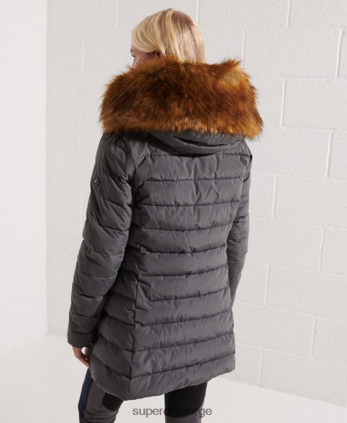 Superdry mørk grå klær 86P46D3645 arktisk høy pufferfrakk kvinner